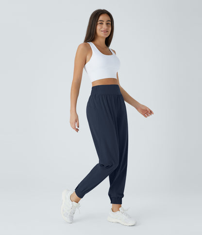 High Waisted Elastic Waistband Hiking Joggers