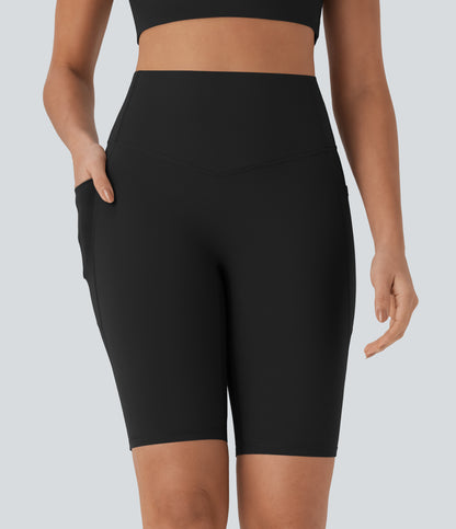 Short cycliste taille haute avec poches gainantes et effet gainant, 23 cm 
