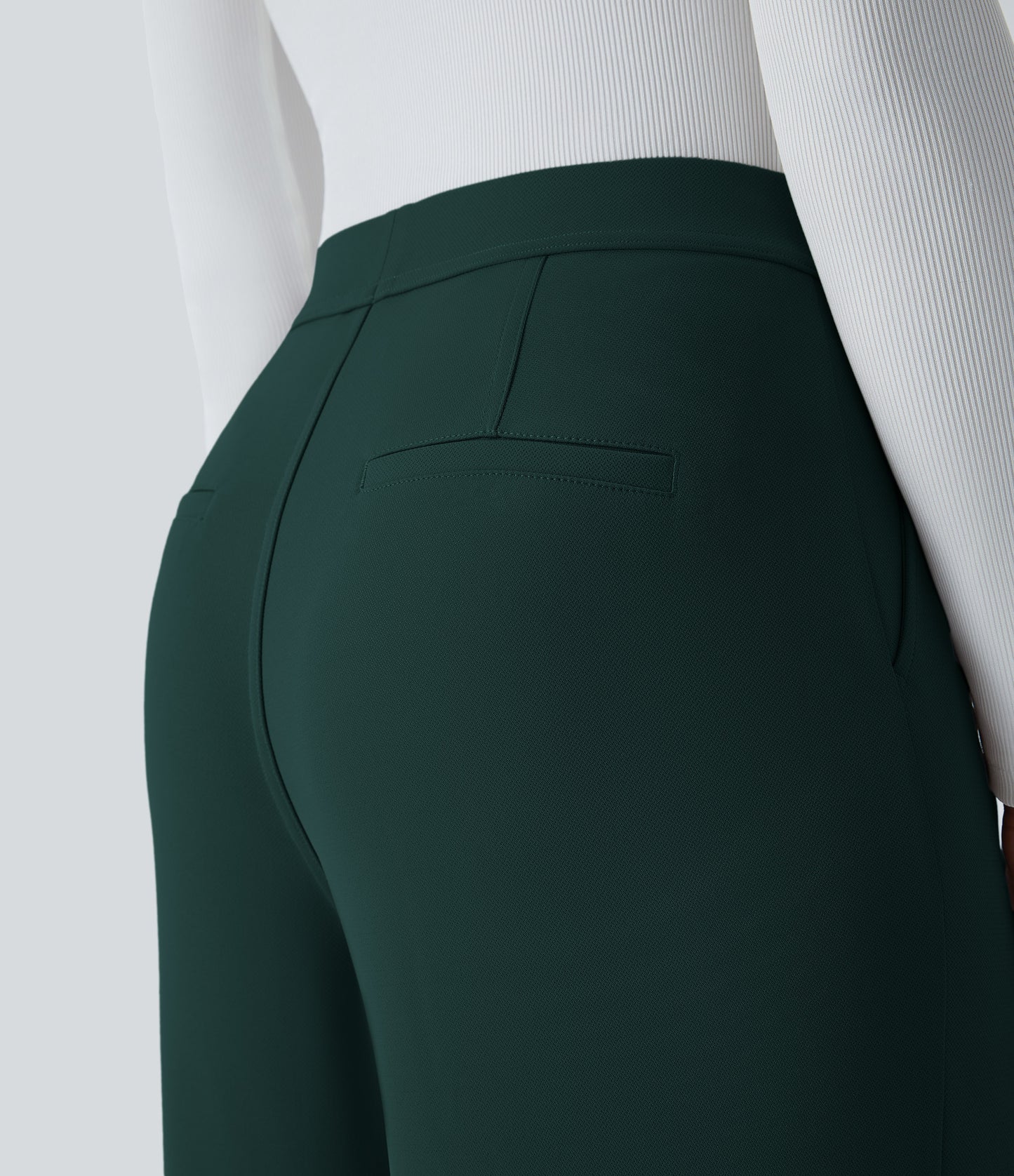 High Waisted Pocket Straight Leg Crepe Work Pants