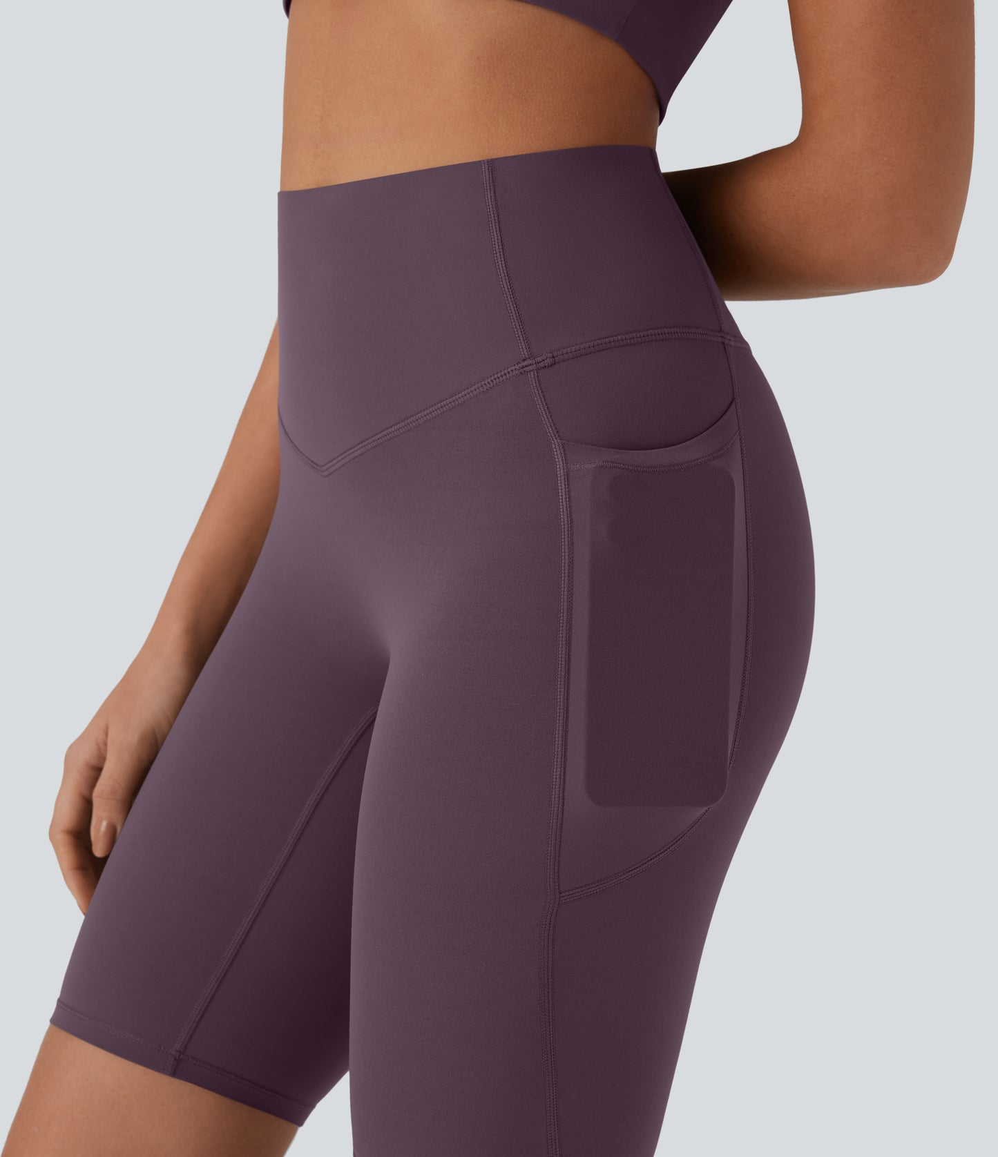 Short cycliste taille haute avec poches gainantes et effet gainant, 23 cm 