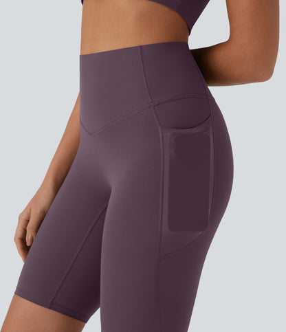 Short cycliste taille haute avec poches gainantes et effet gainant, 23 cm 