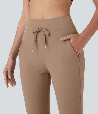 High Waisted Drawstring Pocket Yoga Pedal Pusher Joggers