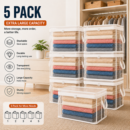 🔥Last Day 49% OFF📦Portable Large Heavy-Duty Thick Plastic Clear Storage Box with Hinged Lid | Home, Travel & Camping (Biodegradable materials)