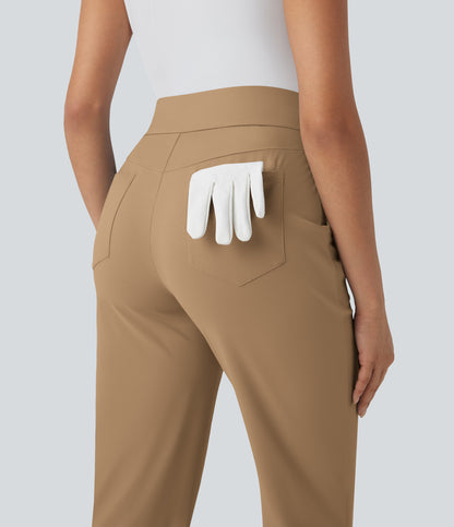 Mid High Waisted Pockets Quick Dry Golf Pants-Golf Tee-UPF40+