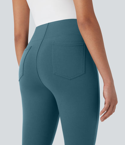 High Waisted Pocket Tapered Cropped Work Pants