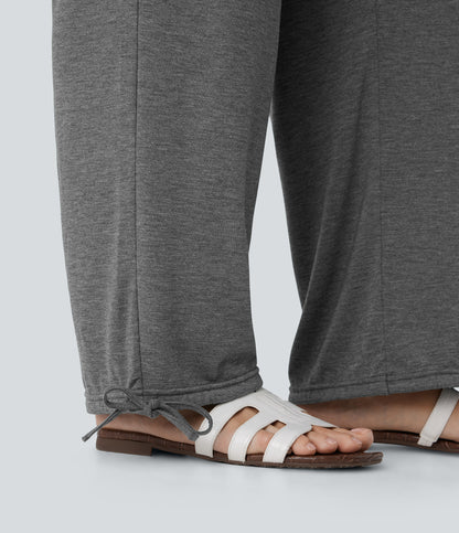 High Waisted Pocket Drawstring Casual Joggers