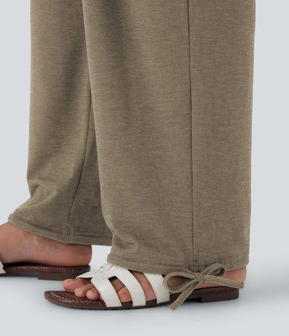 High Waisted Pocket Drawstring Casual Joggers