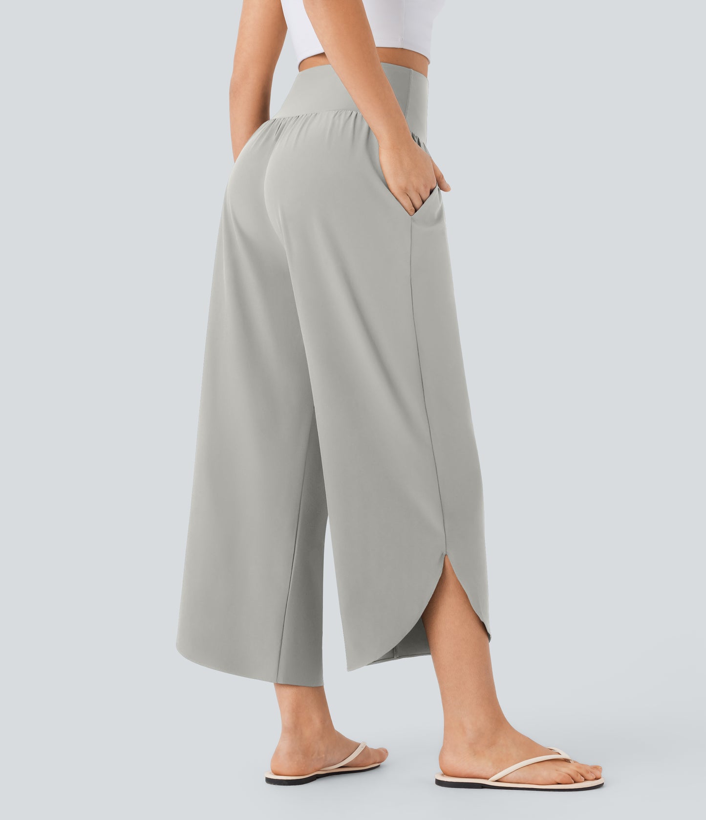 High Waisted Tummy Control Pocket Hem Quick Dry Pants