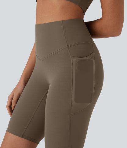 Short cycliste taille haute avec poches gainantes et effet gainant, 23 cm 