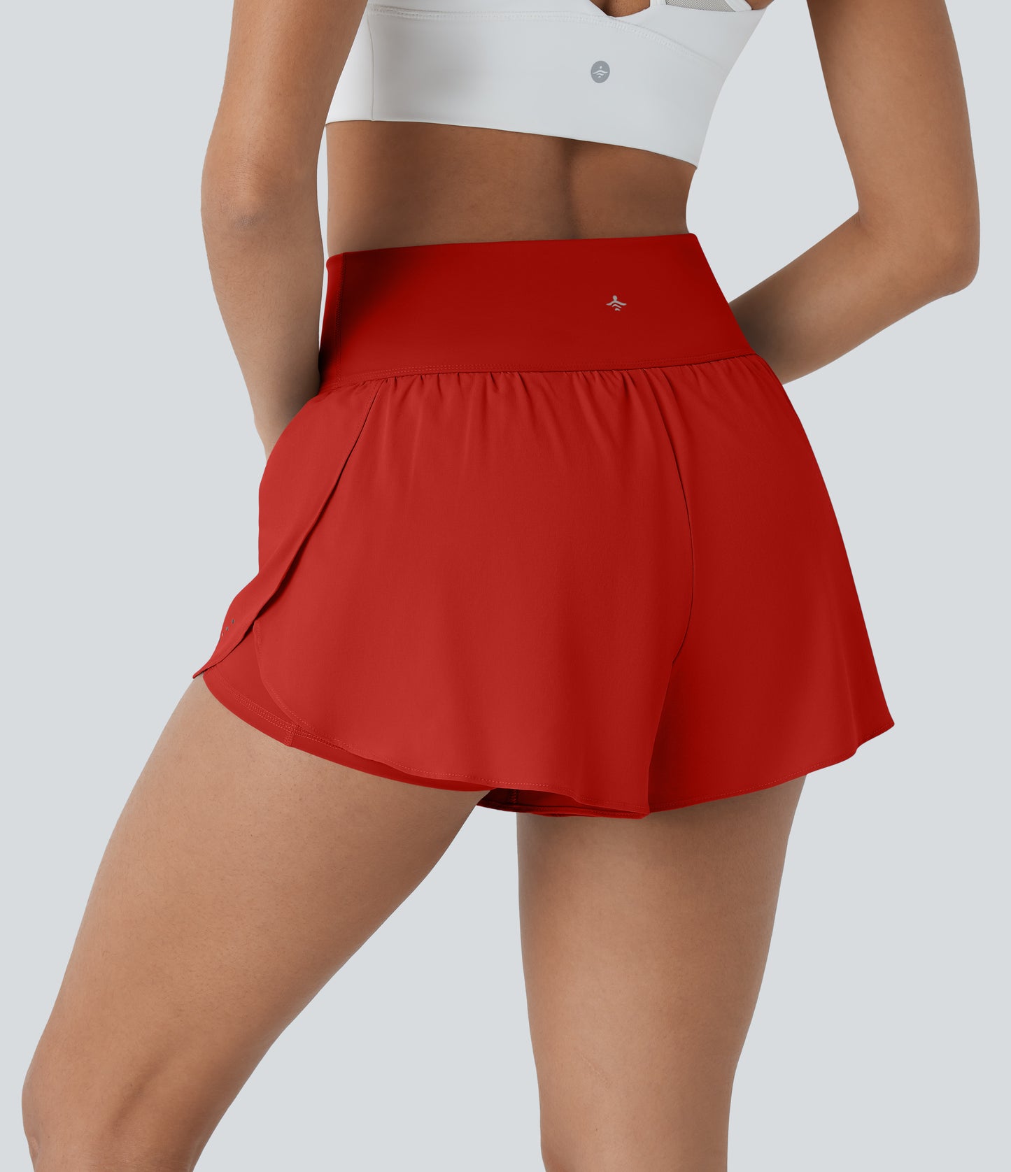 QuickDry Laufshorts mit hoher Taille, reflektierenden Punkten, überkreuztem Saum und 2-in-1-Taschen