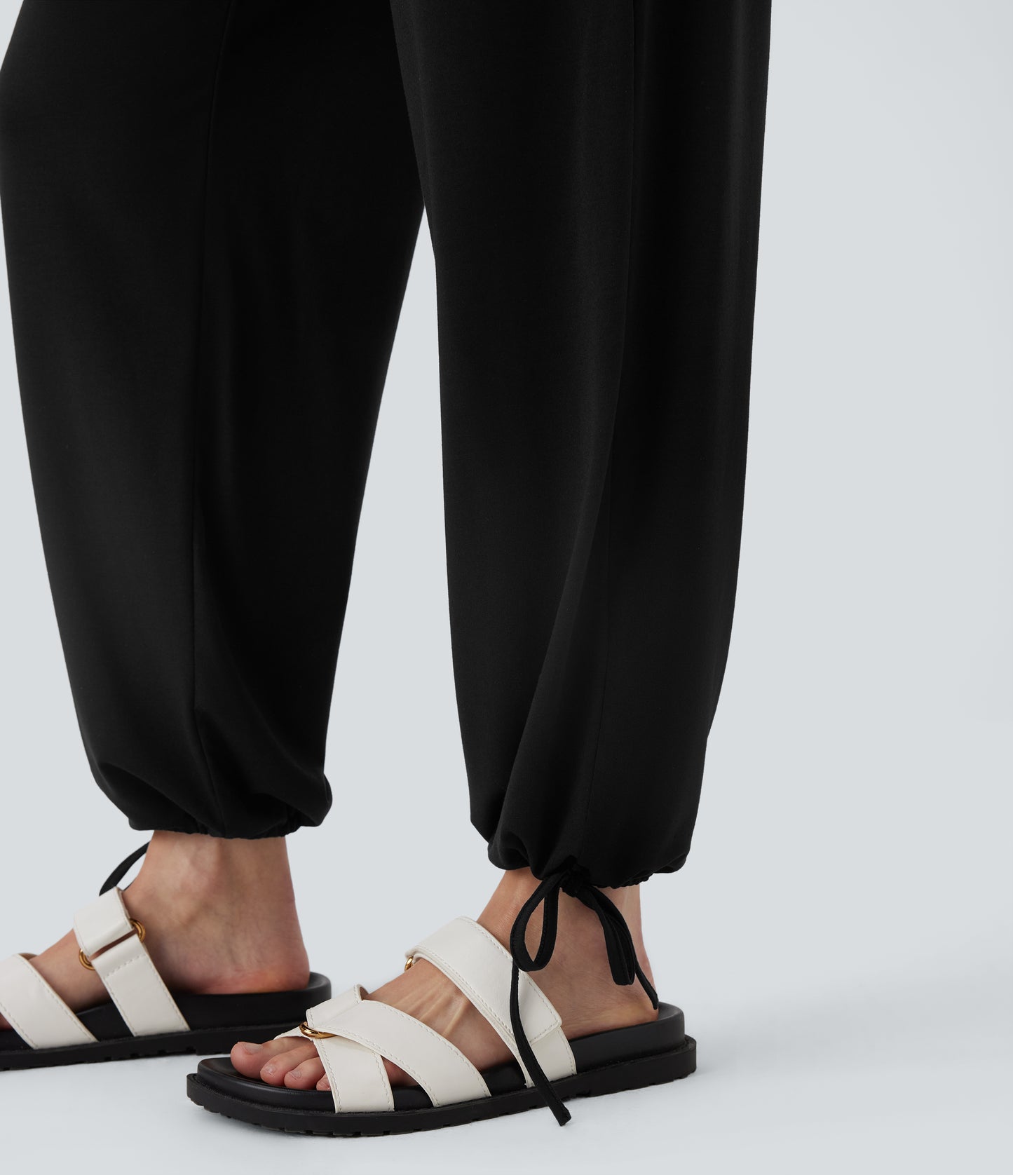 High Waisted Pocket Drawstring Casual Joggers