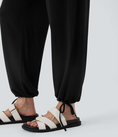 High Waisted Pocket Drawstring Casual Joggers
