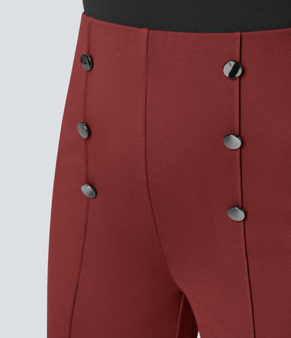 High Waisted Pocket Wide Leg Work Pants
