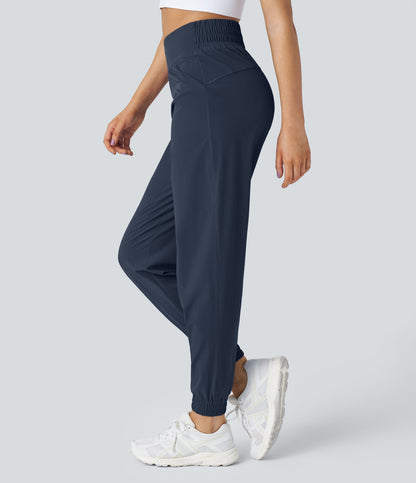 High Waisted Elastic Waistband Hiking Joggers
