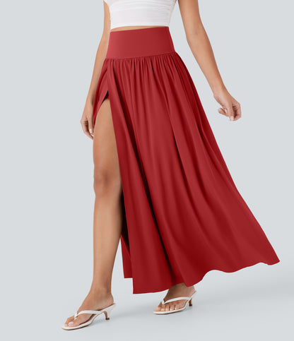 Jupe longue fluide 2 en 1 à taille haute et à séchage rapide 