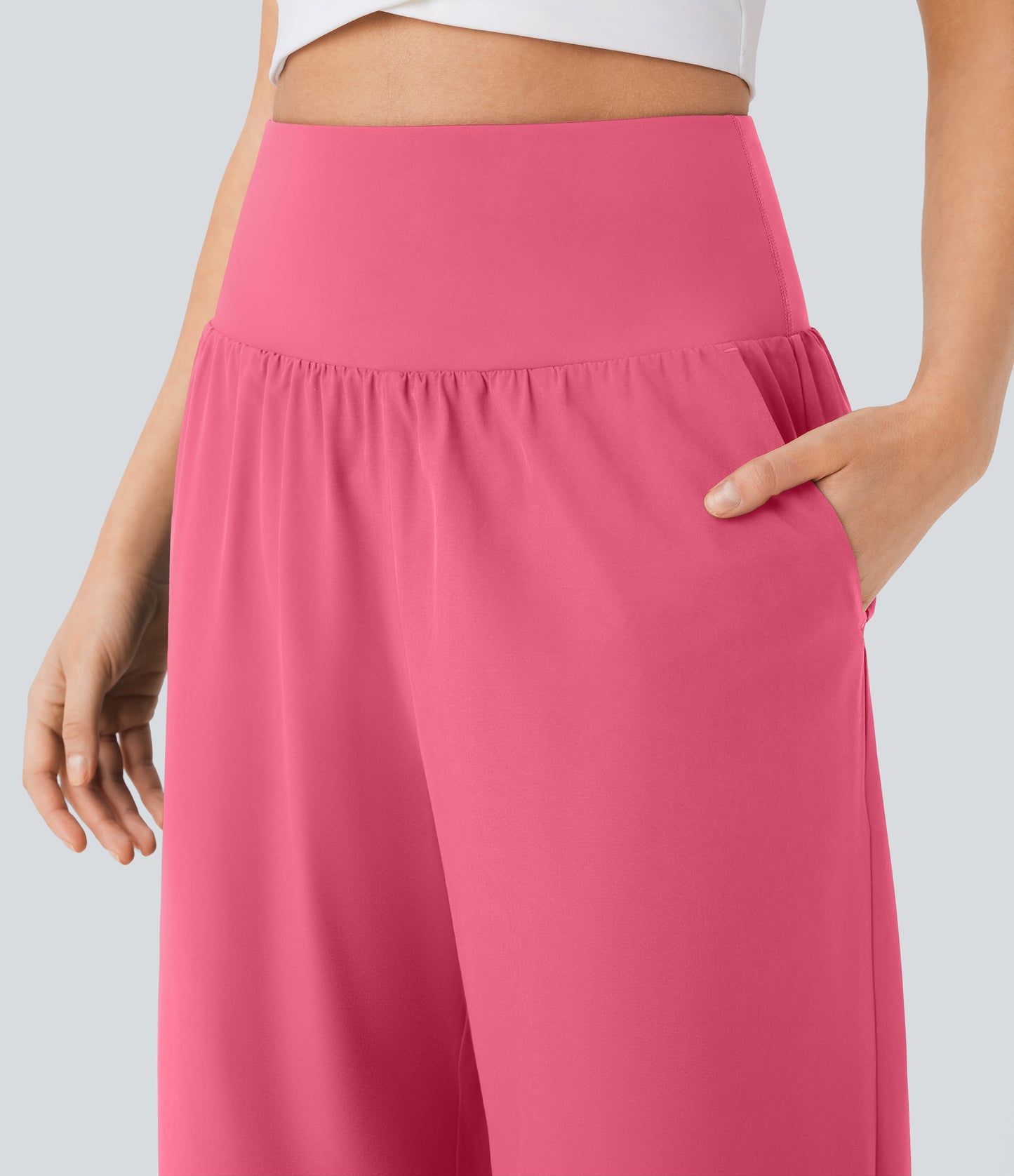 High Waisted Tummy Control Pocket Hem Quick Dry Pants
