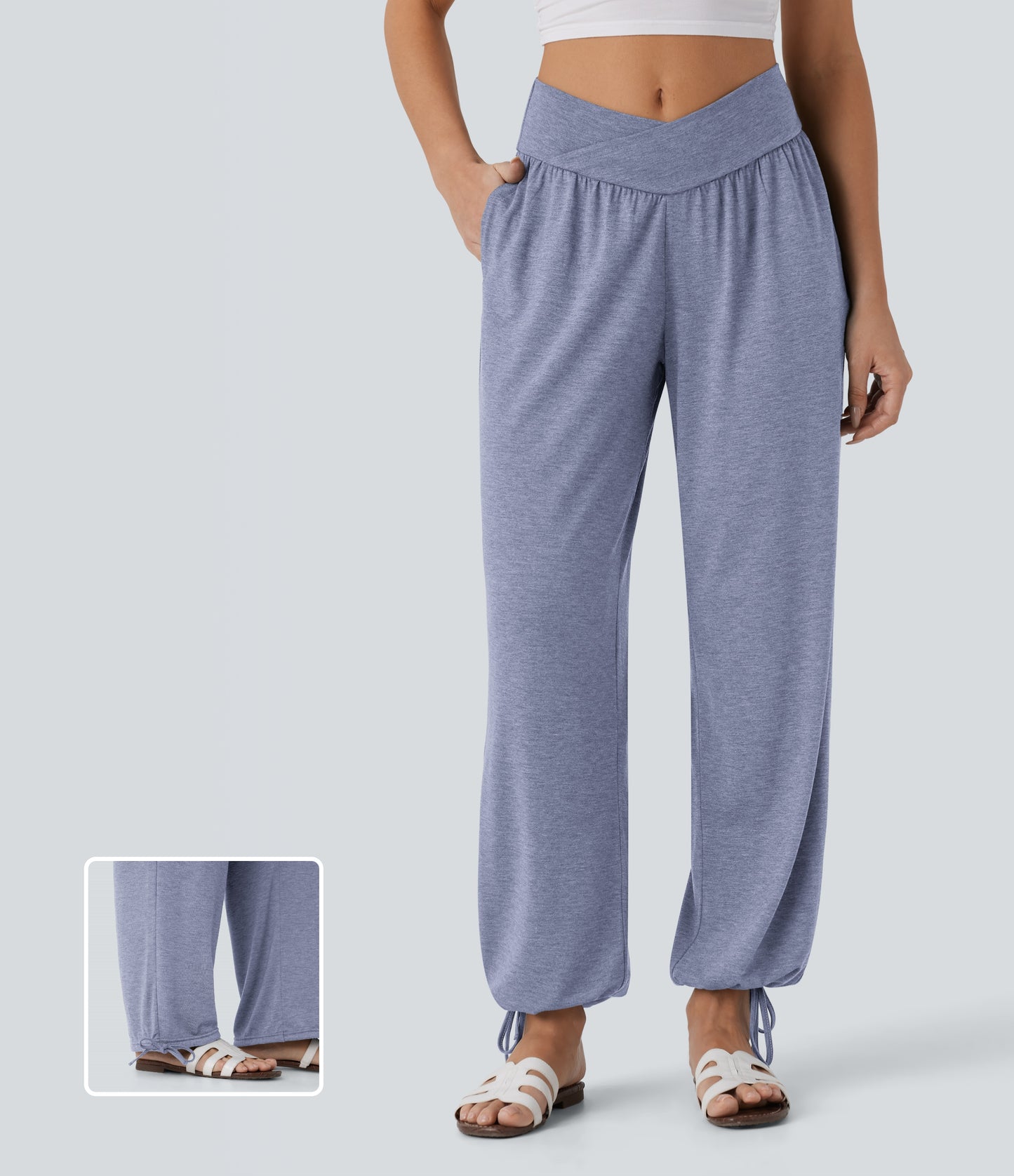 High Waisted Pocket Drawstring Casual Joggers