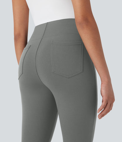 High Waisted Pocket Tapered Cropped Work Pants