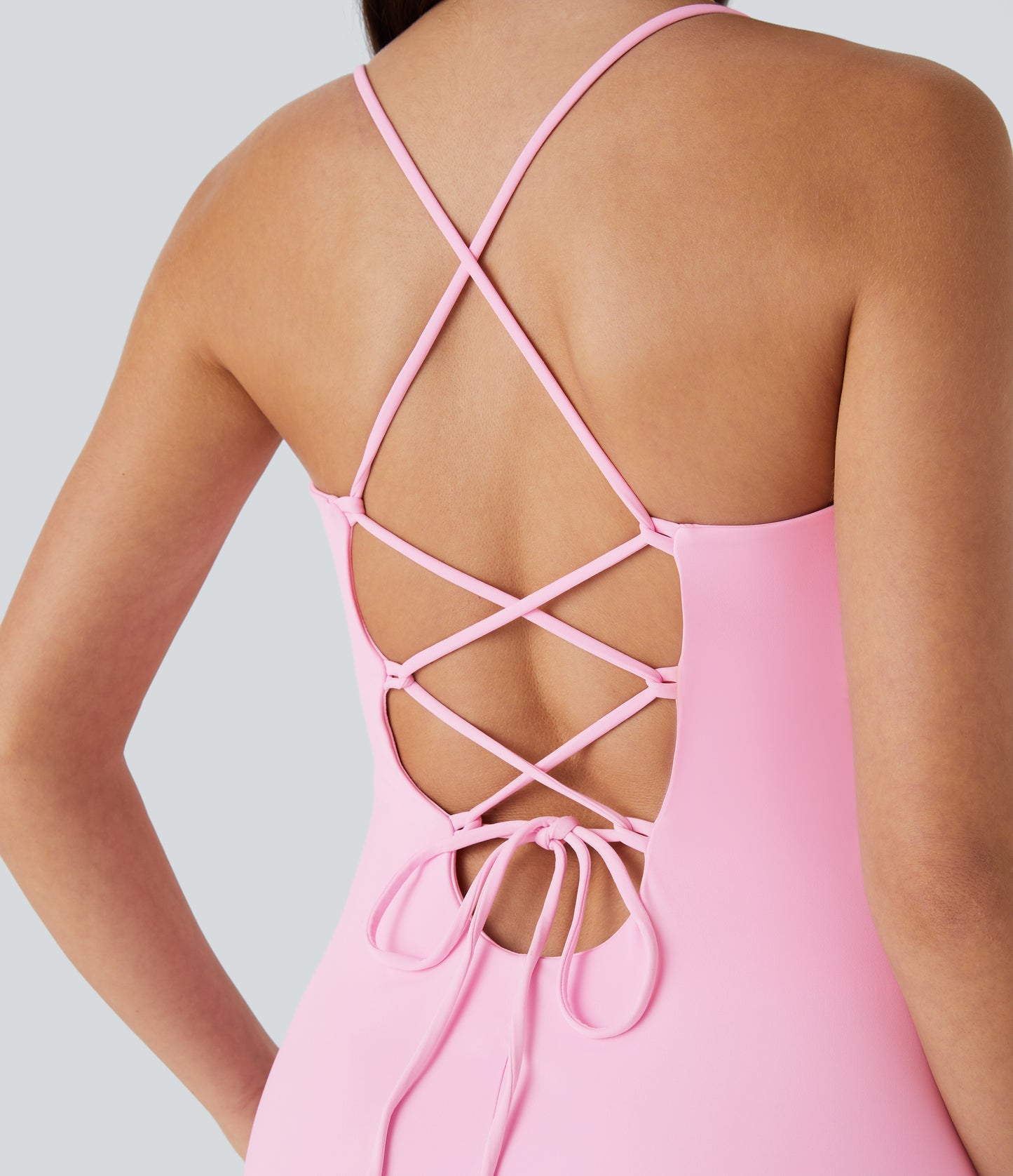 Crossover Ruched Lace Up Bodycon Cool Touch Dress-UPF50+