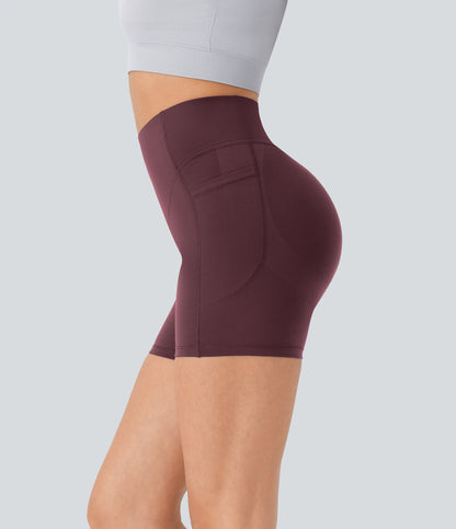 Høy midje, skrumpet rumpeløftende, magekontroll, formende sidelommer, treningsbiker-shorts 12,5 cm