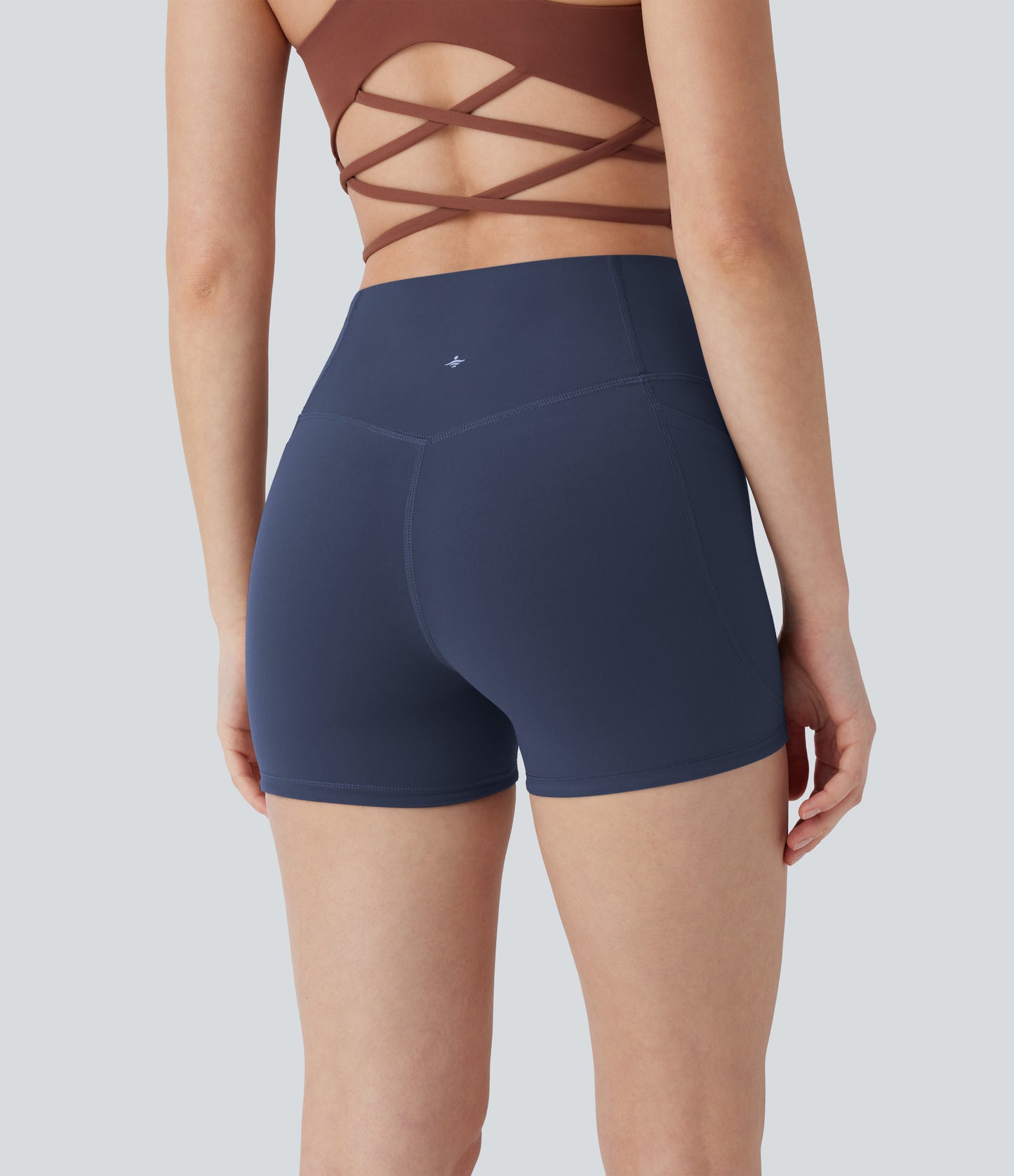 Hoch taillierte, bauchkontrollierende, formende Trainings-Bikershorts mit Tasche, 3 Zoll