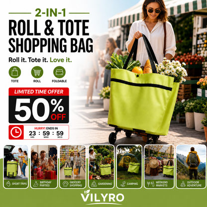 🏆75K+ Sold 🔥2-in-1 Foldable Shopping Cart