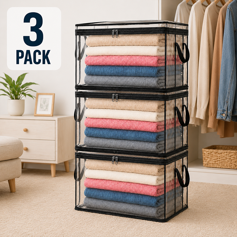 🔥Last Day 49% OFF📦Portable Large Heavy-Duty Thick Plastic Clear Storage Box with Hinged Lid | Home, Travel & Camping (Biodegradable materials)