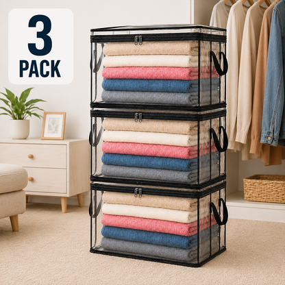 🔥Last Day 49% OFF📦Portable Large Heavy-Duty Thick Plastic Clear Storage Box with Hinged Lid | Home, Travel & Camping (Biodegradable materials)