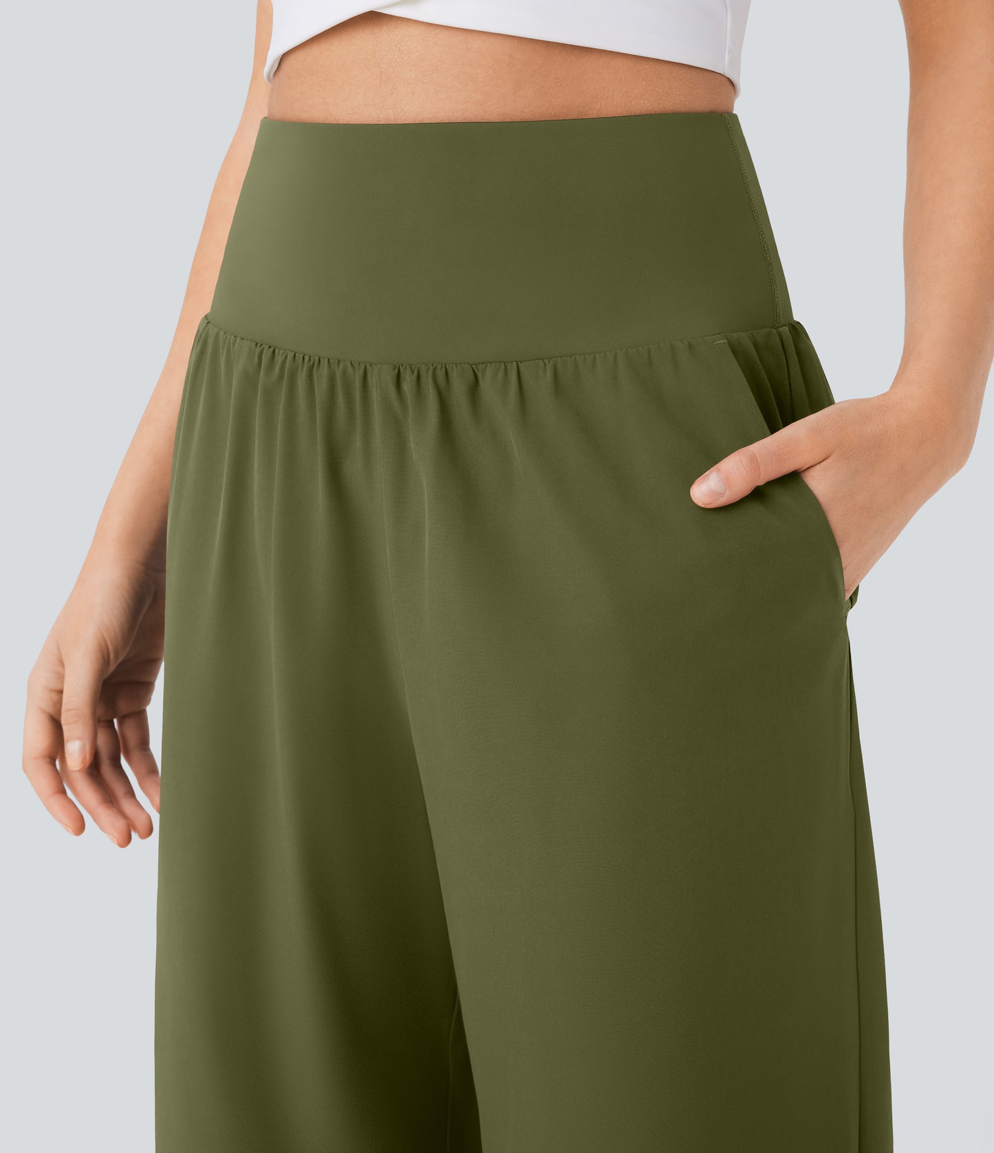 High Waisted Tummy Control Pocket Hem Quick Dry Pants