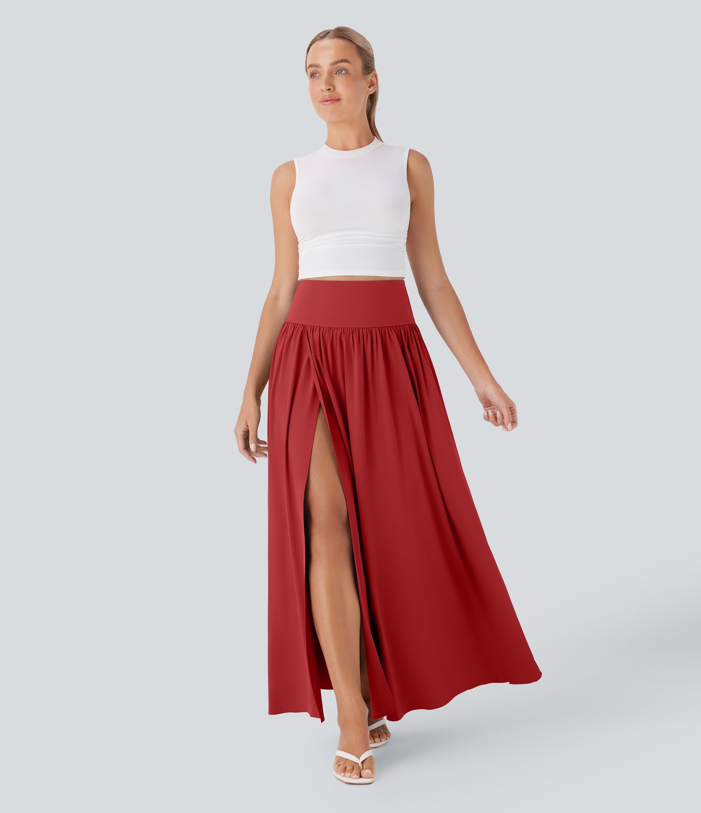 Jupe longue fluide 2 en 1 à taille haute et à séchage rapide 