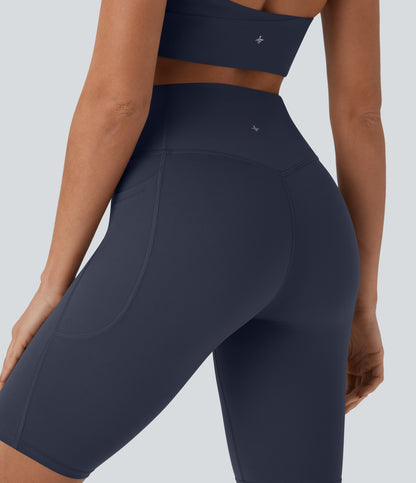 Short cycliste taille haute avec poches gainantes et effet gainant, 23 cm 