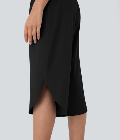 High Waisted Crossover Pocket Quick Dry Capri Pants