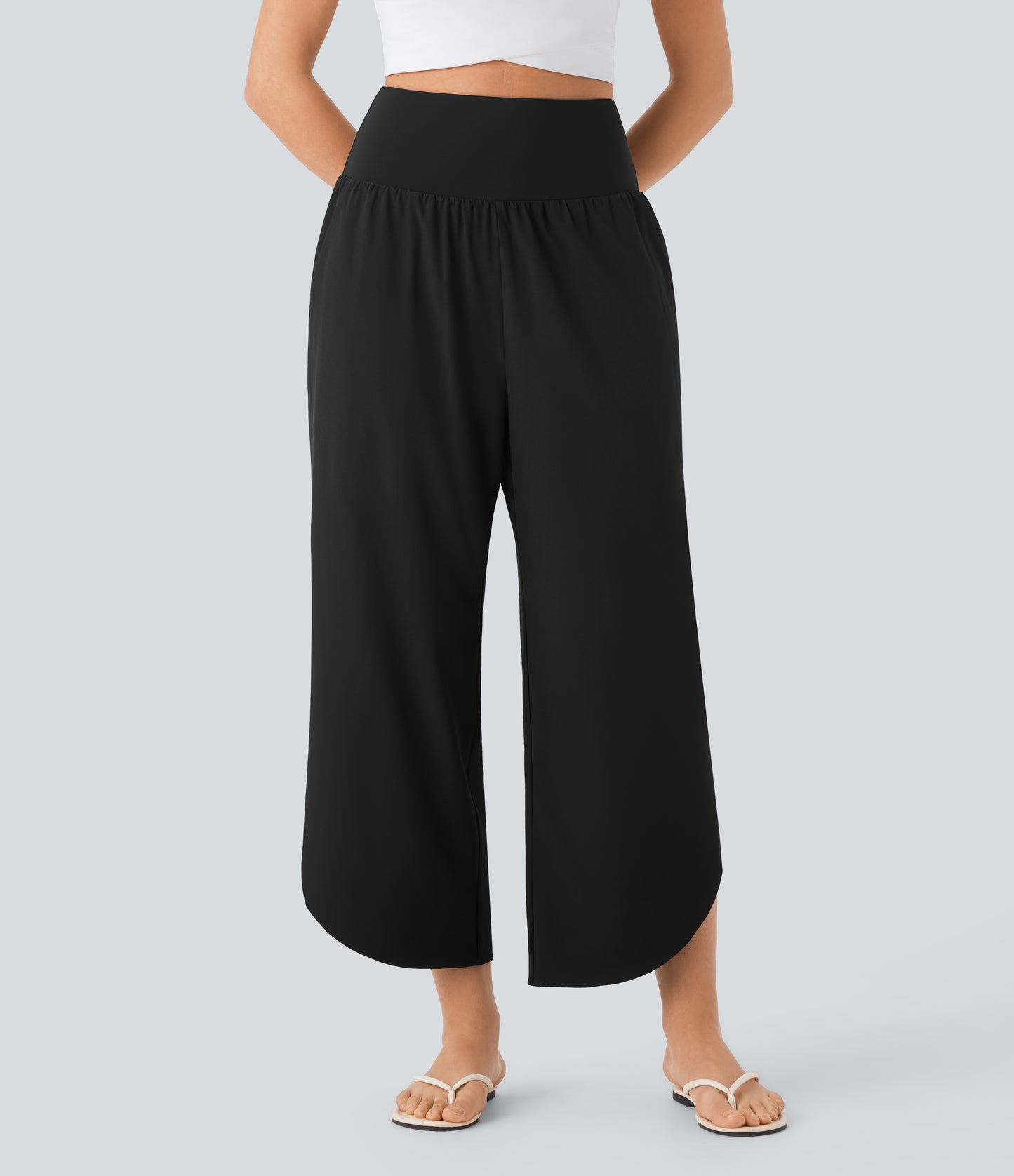 High Waisted Tummy Control Pocket Hem Quick Dry Pants