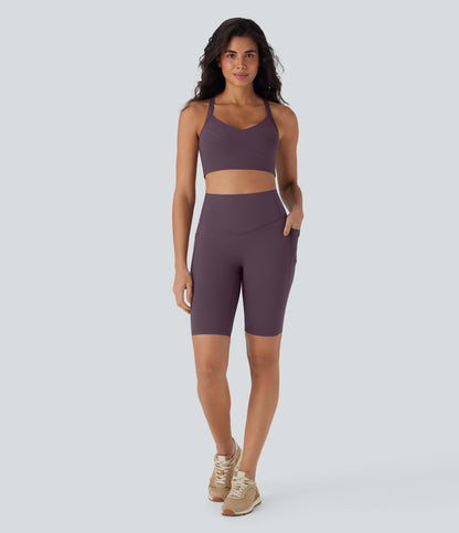 Short cycliste taille haute avec poches gainantes et effet gainant, 23 cm 
