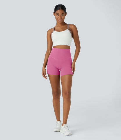 Høy midje magekontroll sidelommer formende treningsbiker shorts 12,5 cm