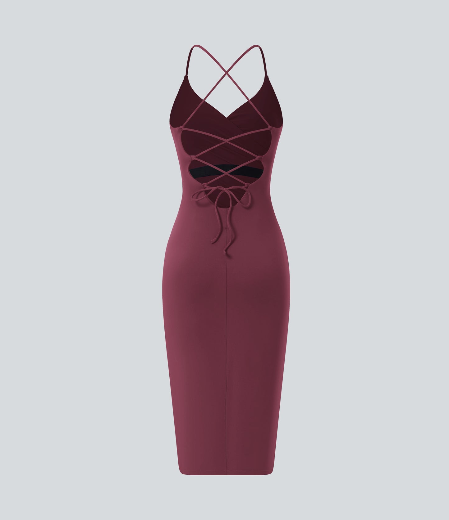 Crossover Ruched Lace Up Bodycon Cool Touch Dress-UPF50+