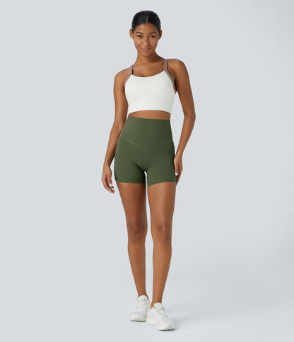 Høy midje magekontroll sidelommer formende treningsbiker shorts 12,5 cm