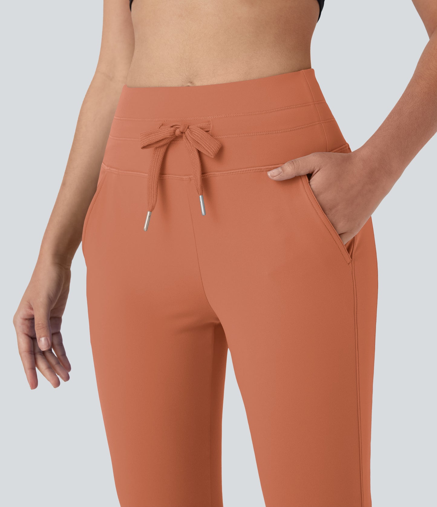 High Waisted Drawstring Pocket Yoga Pedal Pusher Joggers