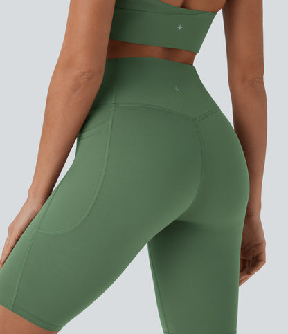 Short cycliste taille haute avec poches gainantes et effet gainant, 23 cm 