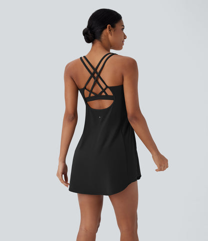 Cut Out Pocket 2-Piece Mini Yoga Active Dress