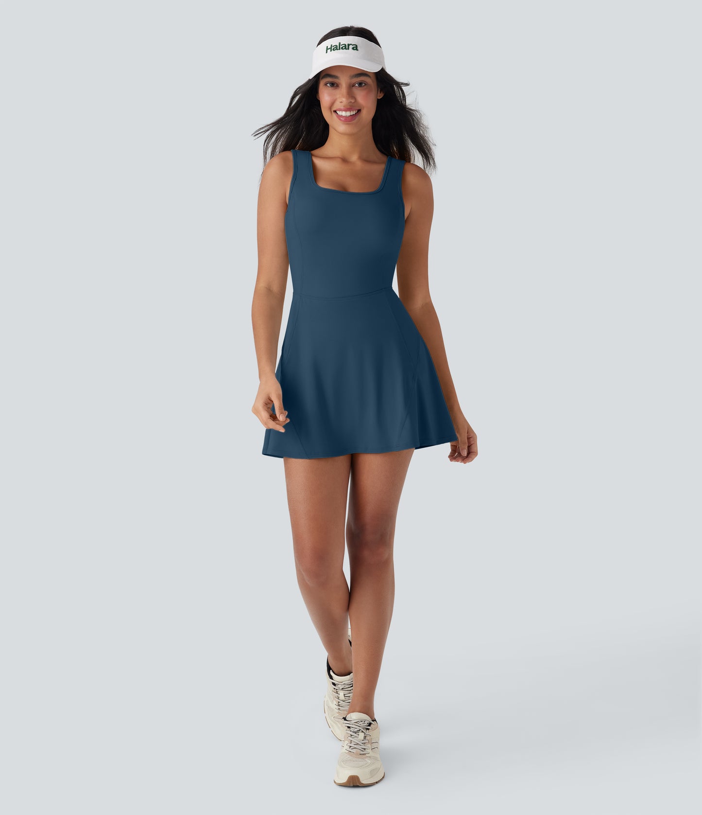 U Neck 2-in-1 Pocket Mini Cool Touch Dance Active Dress-Easy Peezy