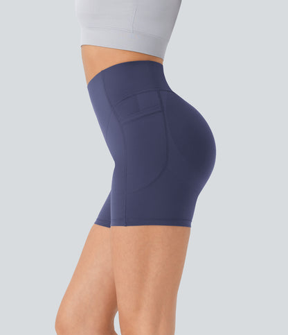 Høy midje, skrumpet rumpeløftende, magekontroll, formende sidelommer, treningsbiker-shorts 12,5 cm