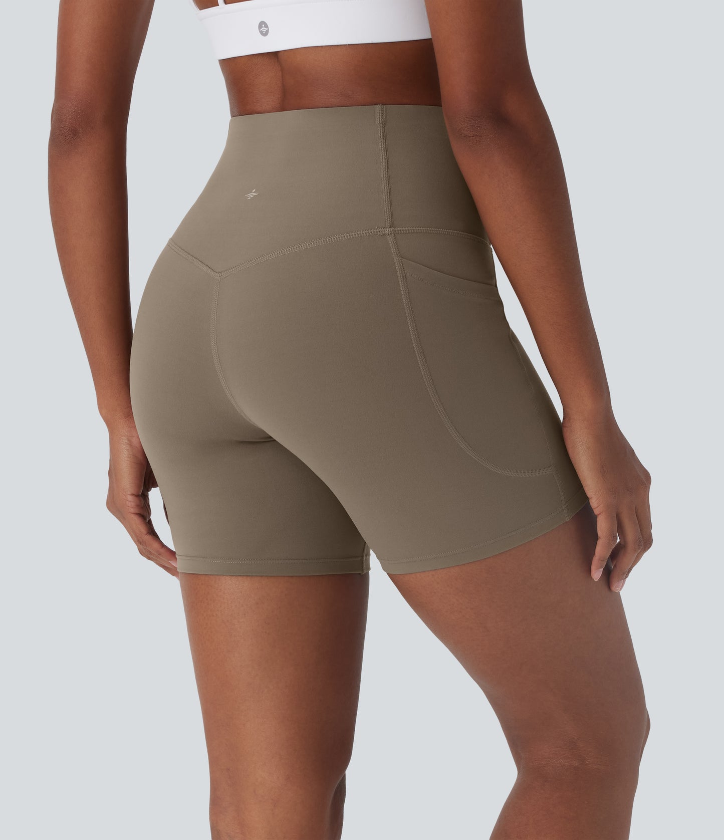 High Waisted Tummy Control Built-in Underwear Anti-Bacterial Shaping Training Biker Shorts 5'' With Pockets
