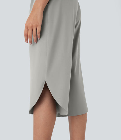 High Waisted Crossover Pocket Quick Dry Capri Pants