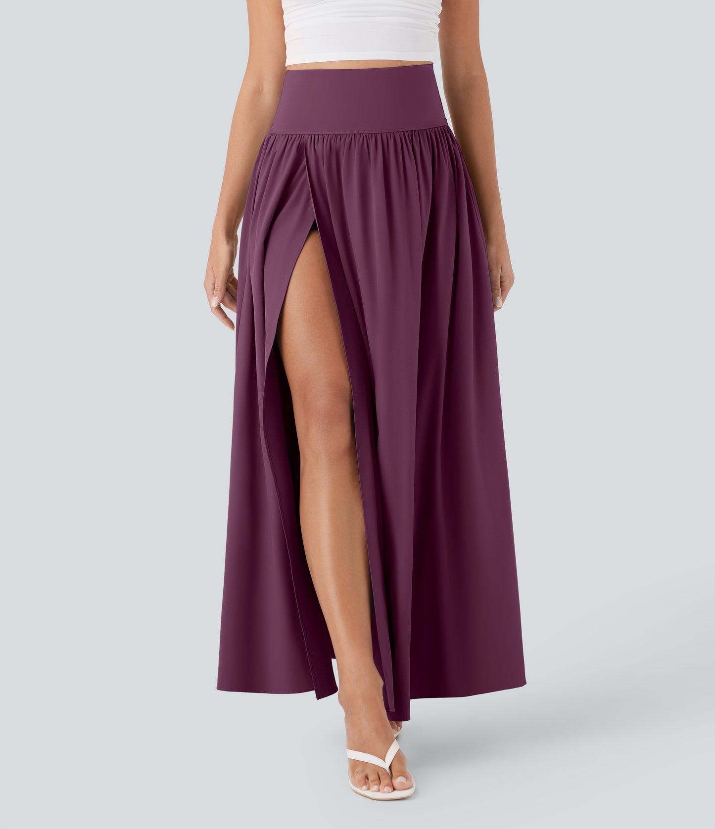 Jupe longue fluide 2 en 1 à taille haute et à séchage rapide 