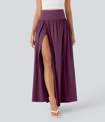 Jupe longue fluide 2 en 1 à taille haute et à séchage rapide 