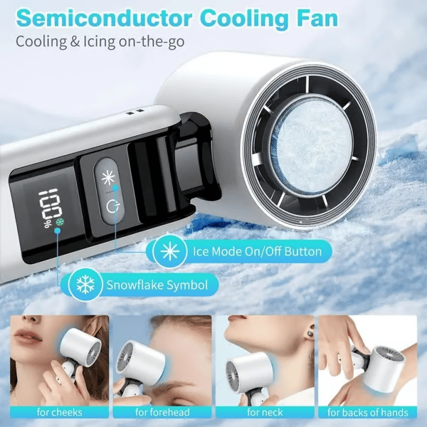 🌀Summer Hot Sale- Multifunction Portable Handheld Turbo Ice-Cooling Fan | AC-Like Gel Pad Tech❄️