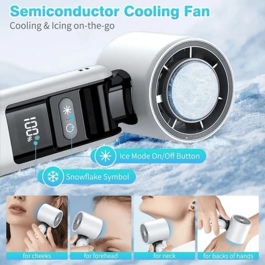 🌀Summer Hot Sale- Multifunction Portable Handheld Turbo Ice-Cooling Fan | AC-Like Gel Pad Tech❄️