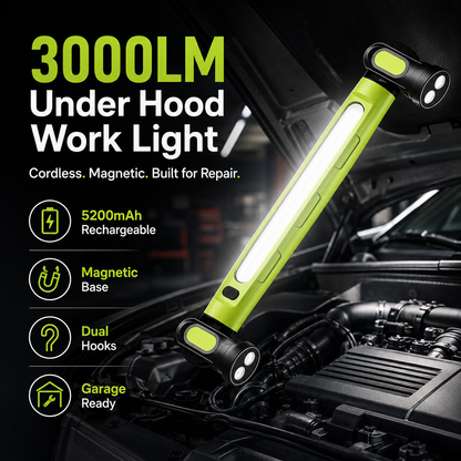 🛠️ 3000LM Cordless Under Hood Work Light Bar for Car Repair & Garage Use