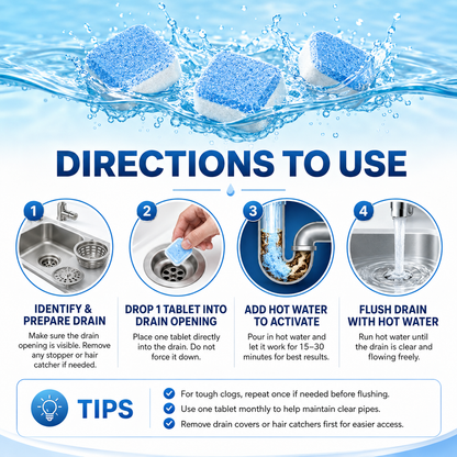 💥Drain Cleaning Tablets 12 Pack For Sinks, Showers & Washing Machines